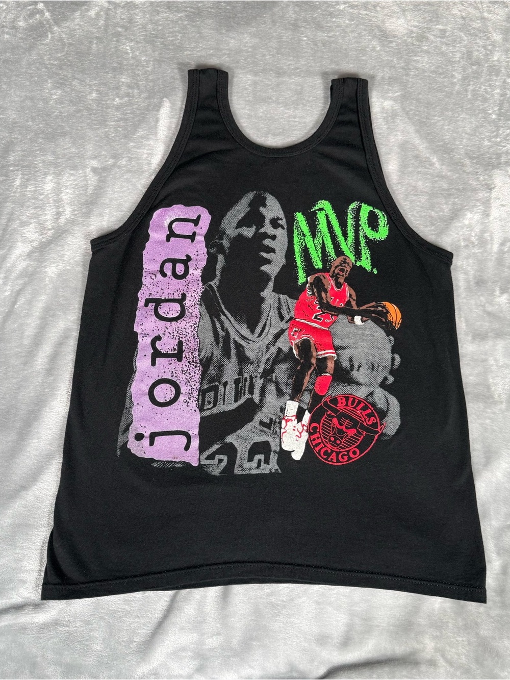 Vintage Michael Jordan Bulls Tank Shirt Mens L (Fits M) Slim Cropped Fit READ
